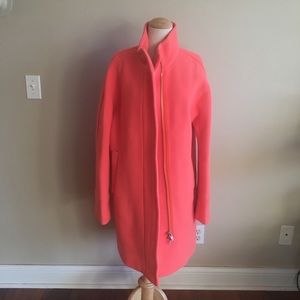 Bright Coral J.Crew Wool Cocoon Coat